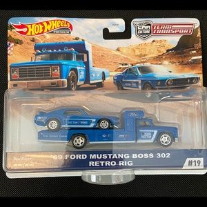 Hot Wheels Team Transport '69 Ford Mustang Boss 302 Retro Rig Vehicle